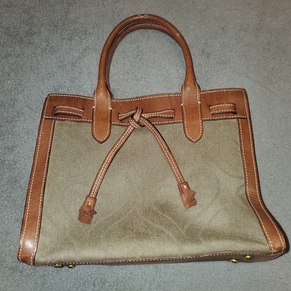 Elegant Vintage Dooney & Bourke Tan and Brown Women's Handbag